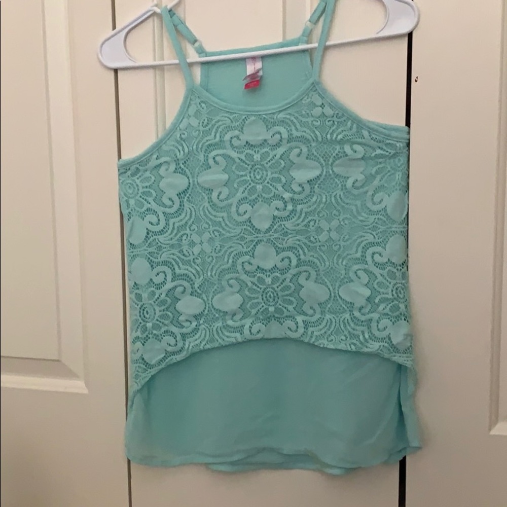 light blue laced tank top